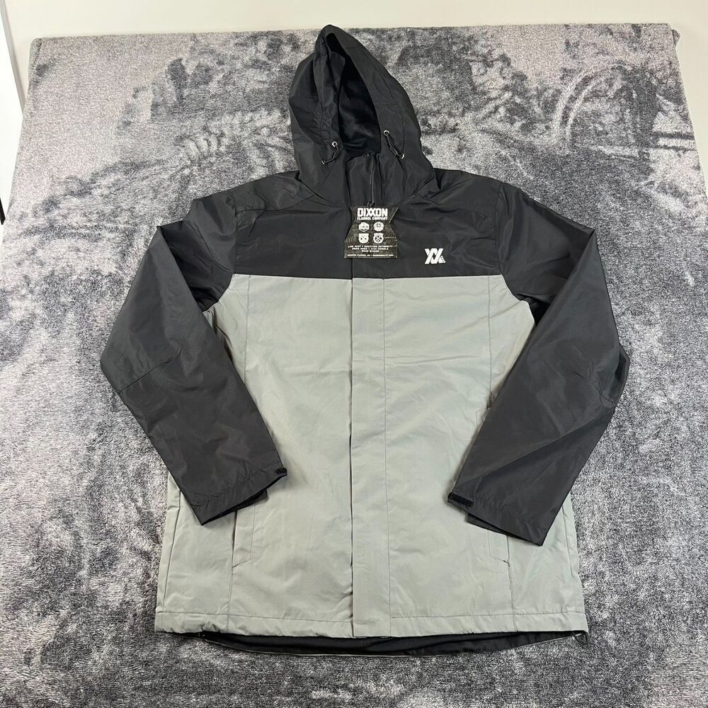 Dixxon Flannel Co Hooded Windbreaker Jacket Colorblock Full Zip Gray Men's L NWT